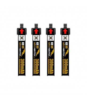 Акумулятори NewBeeDrone Nitro Nectar NX69 300mAh 1S 80C HV LiPo Battery 4xBatteries
