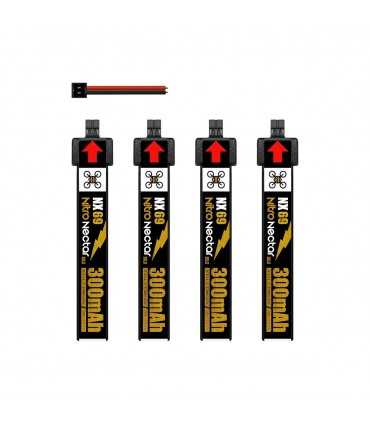 Акумулятори NewBeeDrone Nitro Nectar NX69 300mAh 1S 80C HV LiPo Battery 4xBatteries