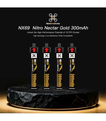 Акумулятори NewBeeDrone Nitro Nectar NX69 300mAh 1S 80C HV LiPo Battery 4xBatteries
