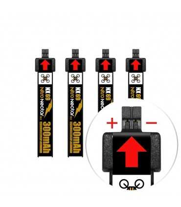 Акумулятори NewBeeDrone Nitro Nectar NX69 300mAh 1S 80C HV LiPo Battery 4xBatteries