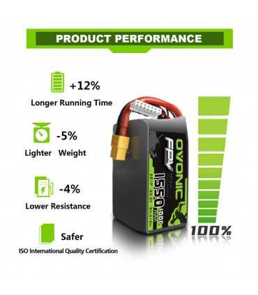 Акумулятор Ovonic 1550mAh 6S 22.2V 100C Lipo