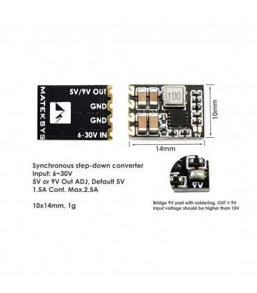 Мікро BEC Matek Micro BEC 6-30V to 5V/9V 1.5А