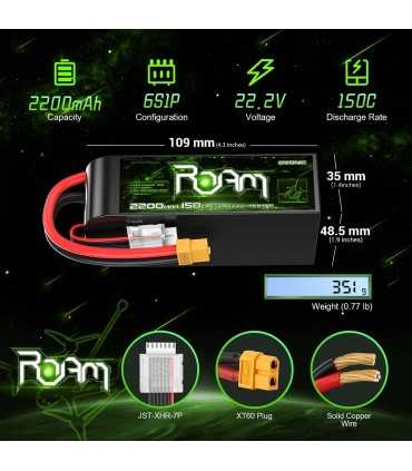 Акумулятор Ovonic Roam Series 2200mAh 6S1P 150C 22.2V Long Range 6S Lipo Battery