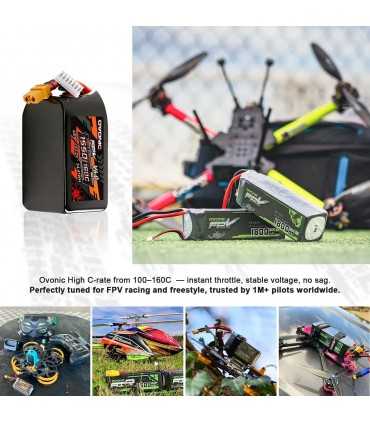 Два акумулятора Ovonic 6S 1550mAh 160C 22.2V LiPo Battery w/XT60 Plug