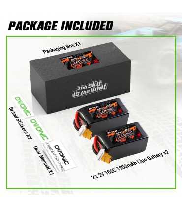 Два акумулятора Ovonic 6S 1550mAh 160C 22.2V LiPo Battery w/XT60 Plug